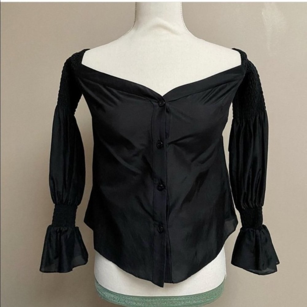 Intermix black cropped boho off-shoulder blouse